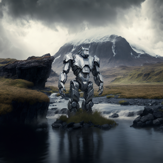 "Un robot perdu en Islande" (Mijdourney)