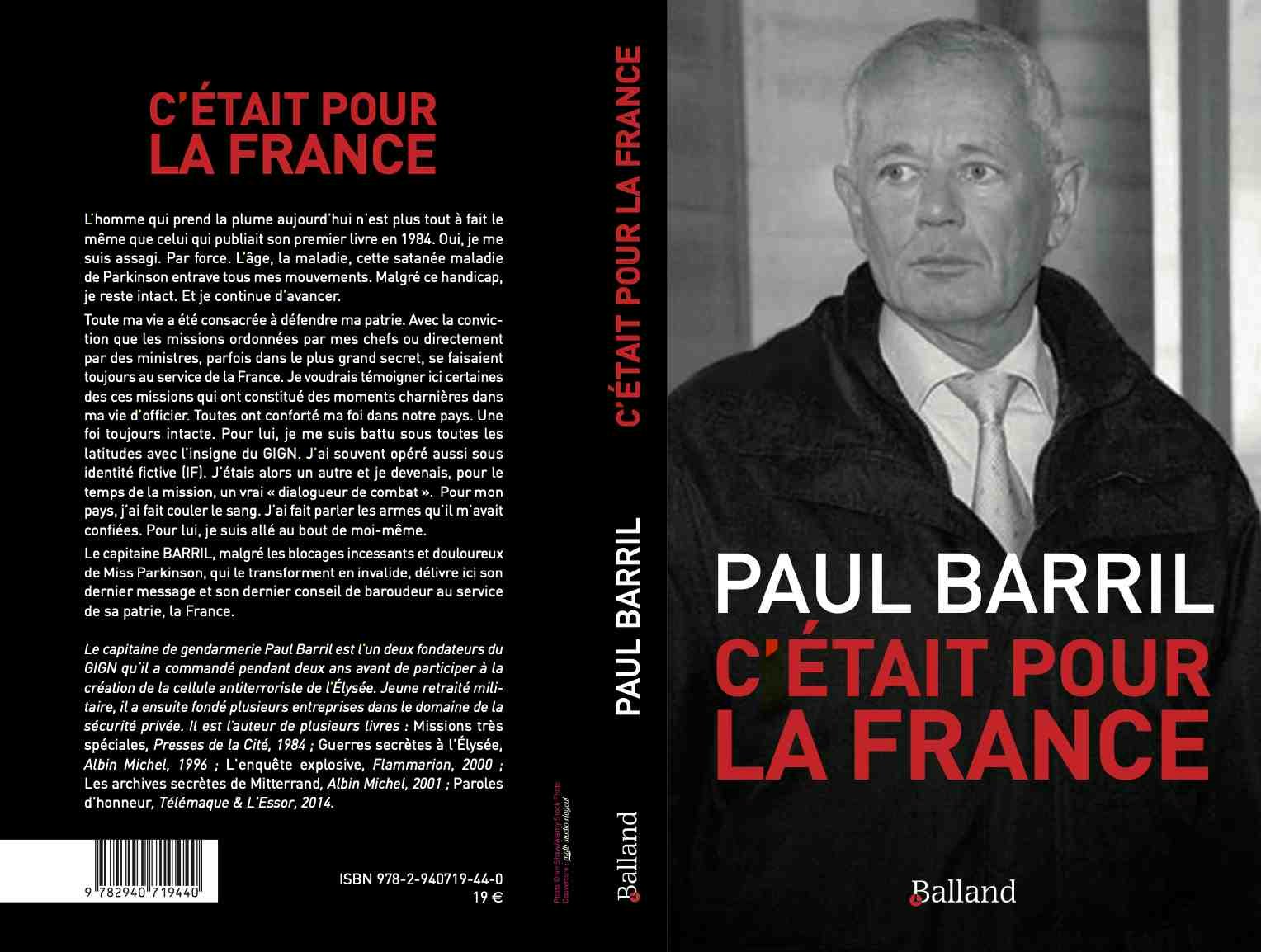 Le capitaine Barril, malgré les blocages incessants et douloureux de la maladie de Parkinson qui le transforment en invalide, délivre ici son dernier message et son dernier conseil de baroudeur au service de sa patrie, la France. (Balland - 2023)