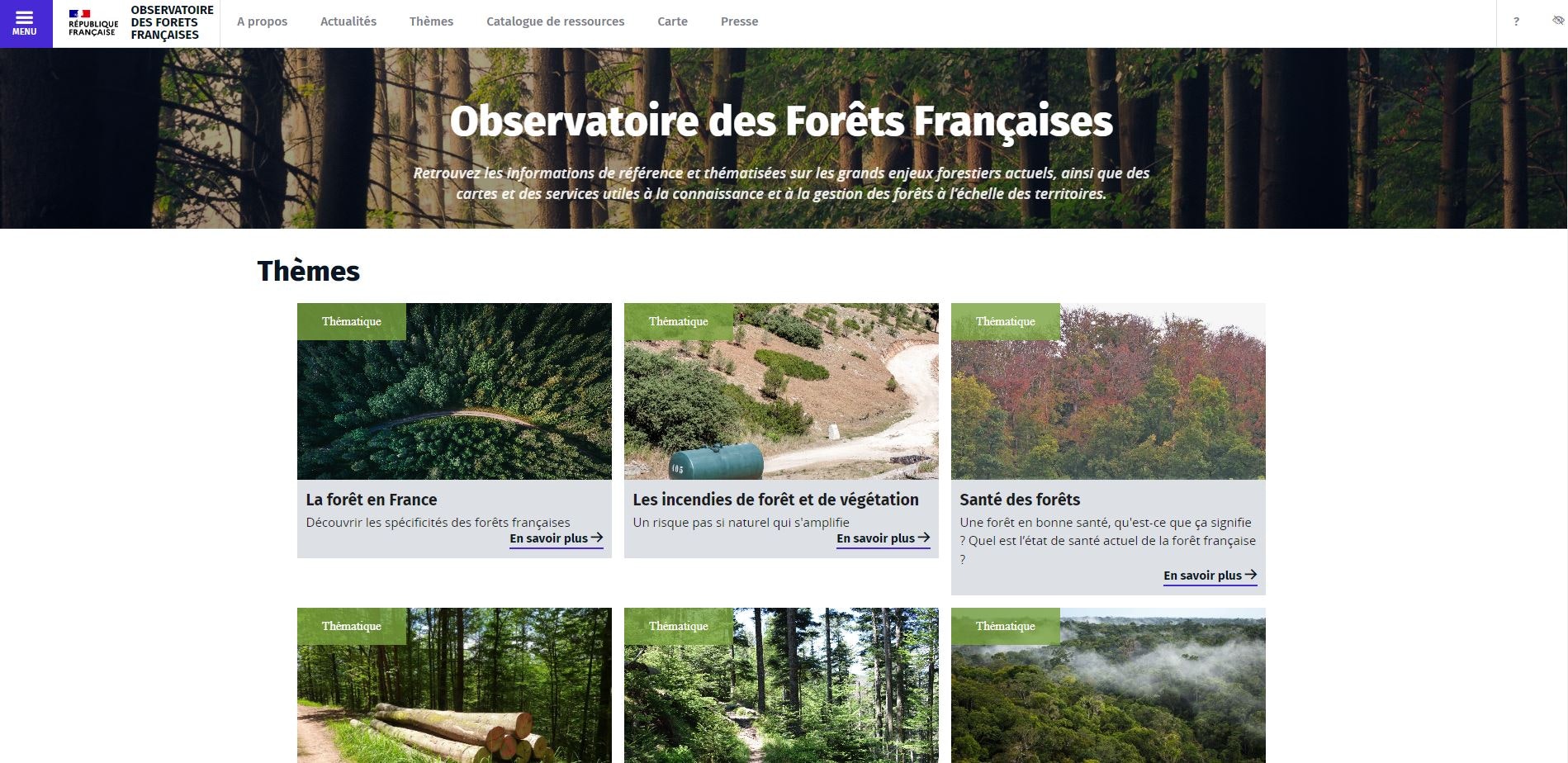 La page d'accueil de foret.ign.fr