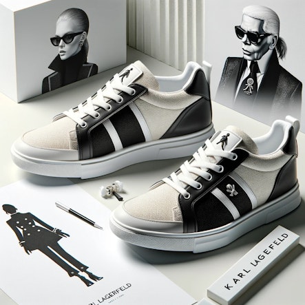 Sneakers inspirées par le style de Karl Lagerfeld sur  DallE