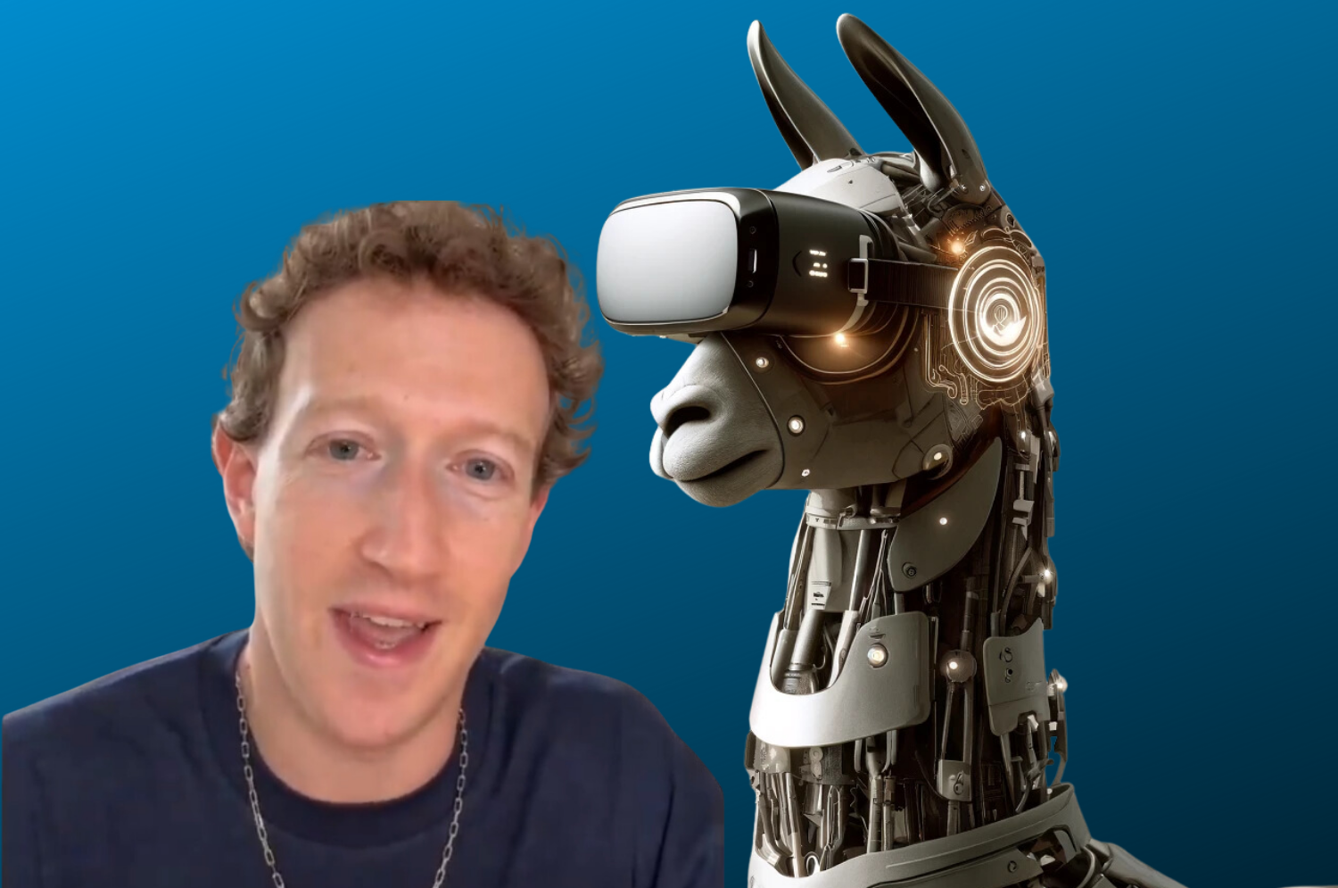 Marck Zuckerberg, CEO de Meta, a présenté son nouveau modèle d'IA Llama 3 (allégorie par Dall-E)