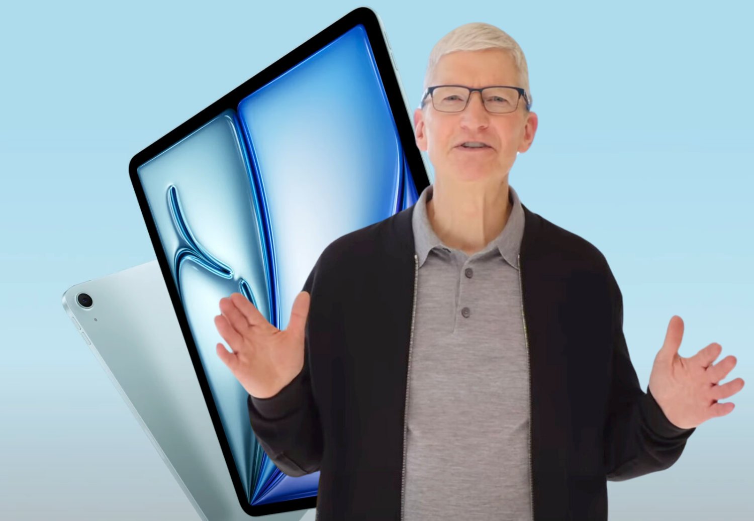 Tim Cook, patron d'Apple, lors de la présentation des nouveaux iPad